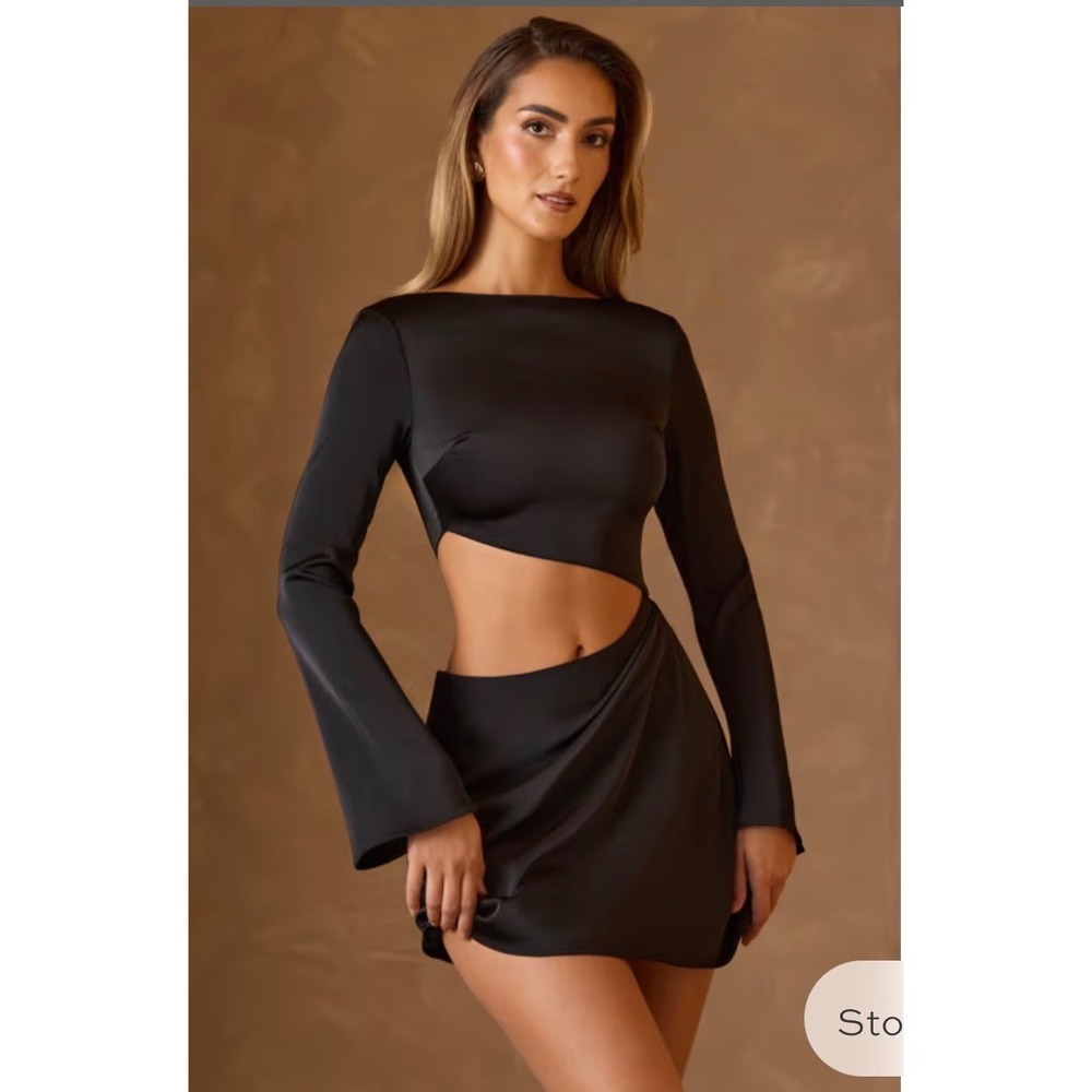 Oh Polly Itzela Black Cut-Out A-Line Mini Dress NWT US 12 Y2K Date Night